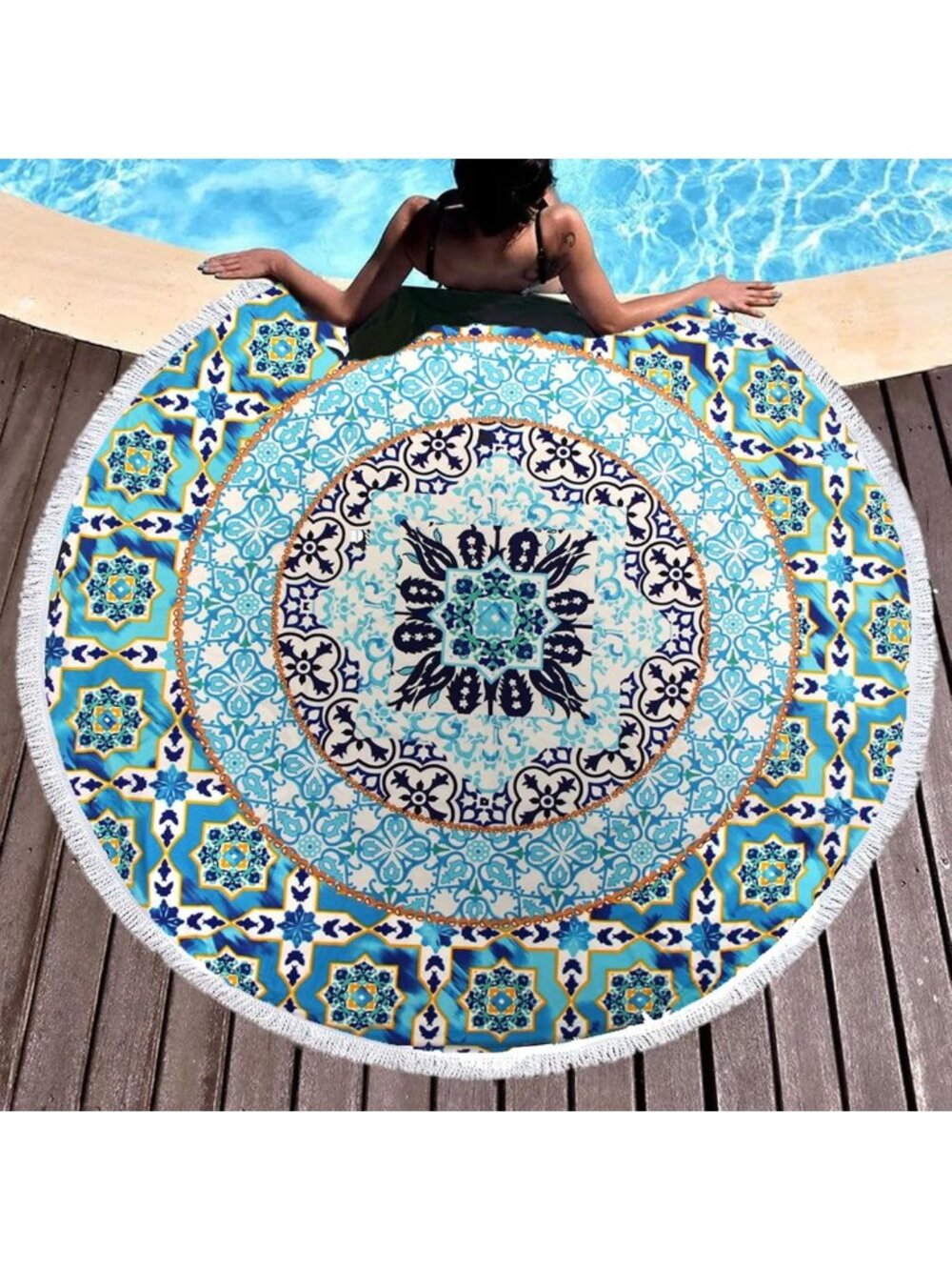 Round Mandala Beach Towel Blanket | Boho Hippie Tapestry & Yoga Mat | Cute